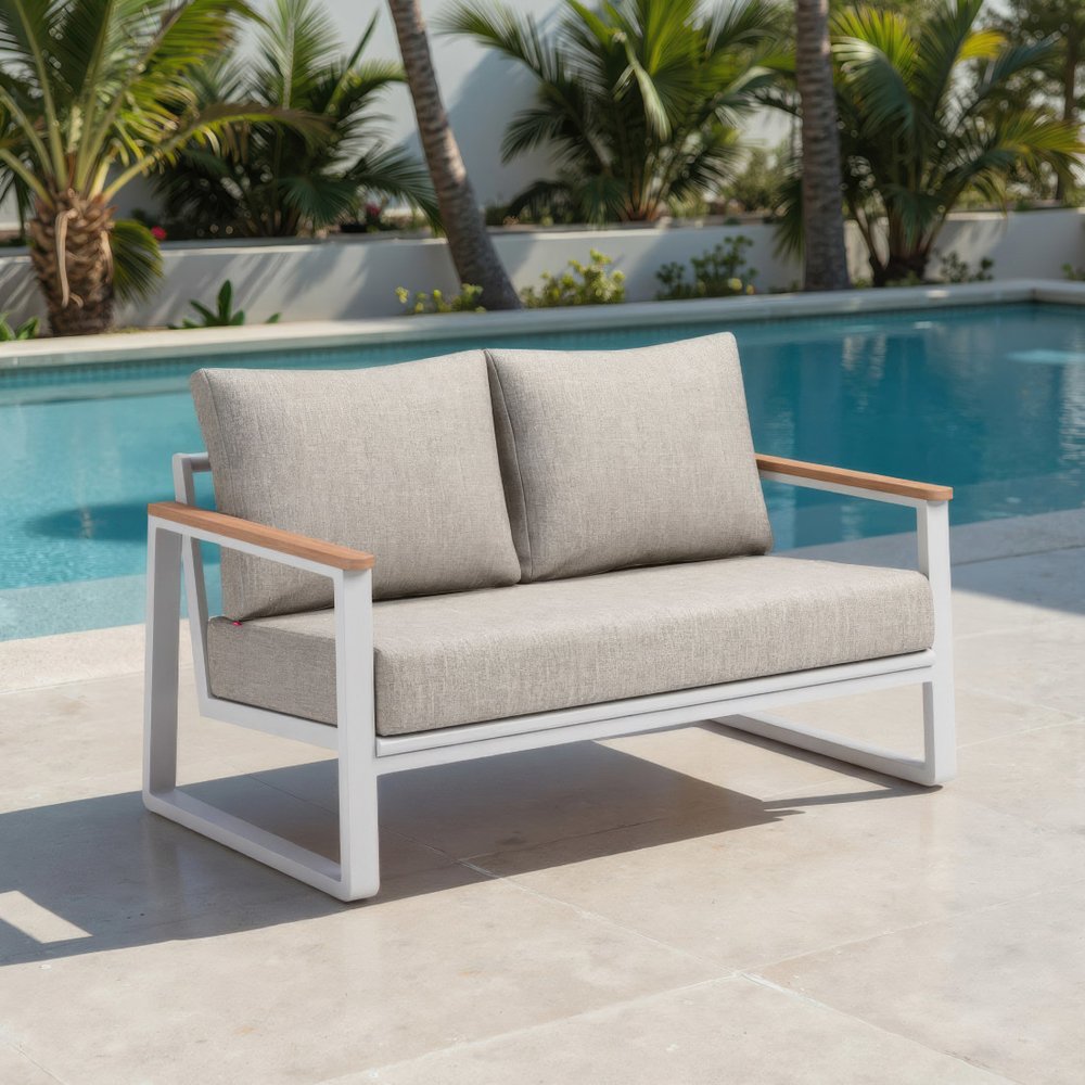 56" Taupe Polypropylene Sofa