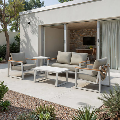 56" Taupe Polypropylene Sofa