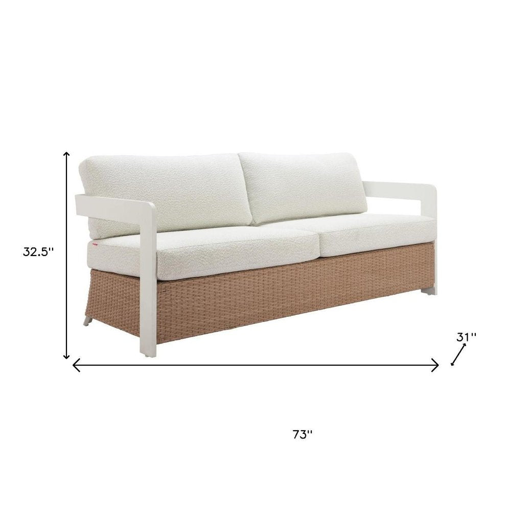73" White Polypropylene Sofa