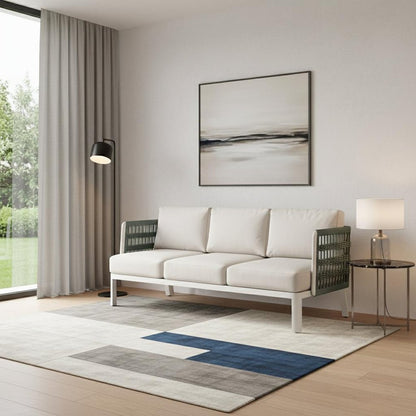 74" White Fabric Sofa