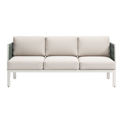 74" White Fabric Sofa
