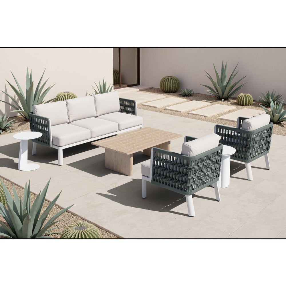 74" White Fabric Sofa