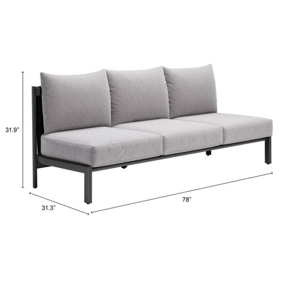 78" Gray Polypropylene Sofa