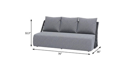 76" Gray Polypropylene Sofa