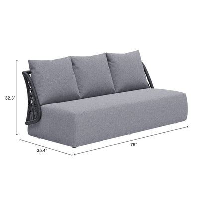 76" Gray Polypropylene Sofa