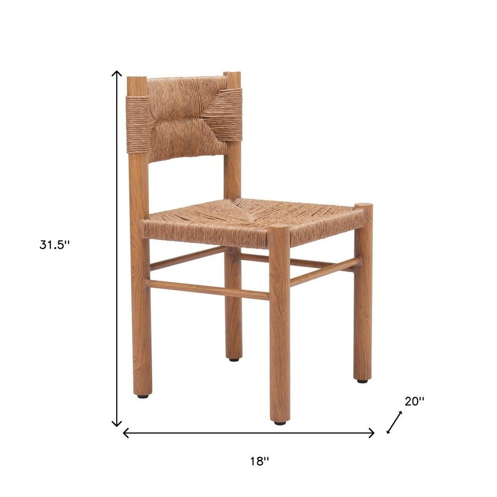 Set of Two Natural Aluminum Open Back Dining Side Chairs