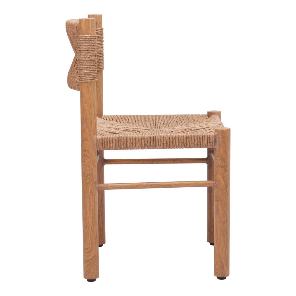 Set of Two Natural Aluminum Open Back Dining Side Chairs