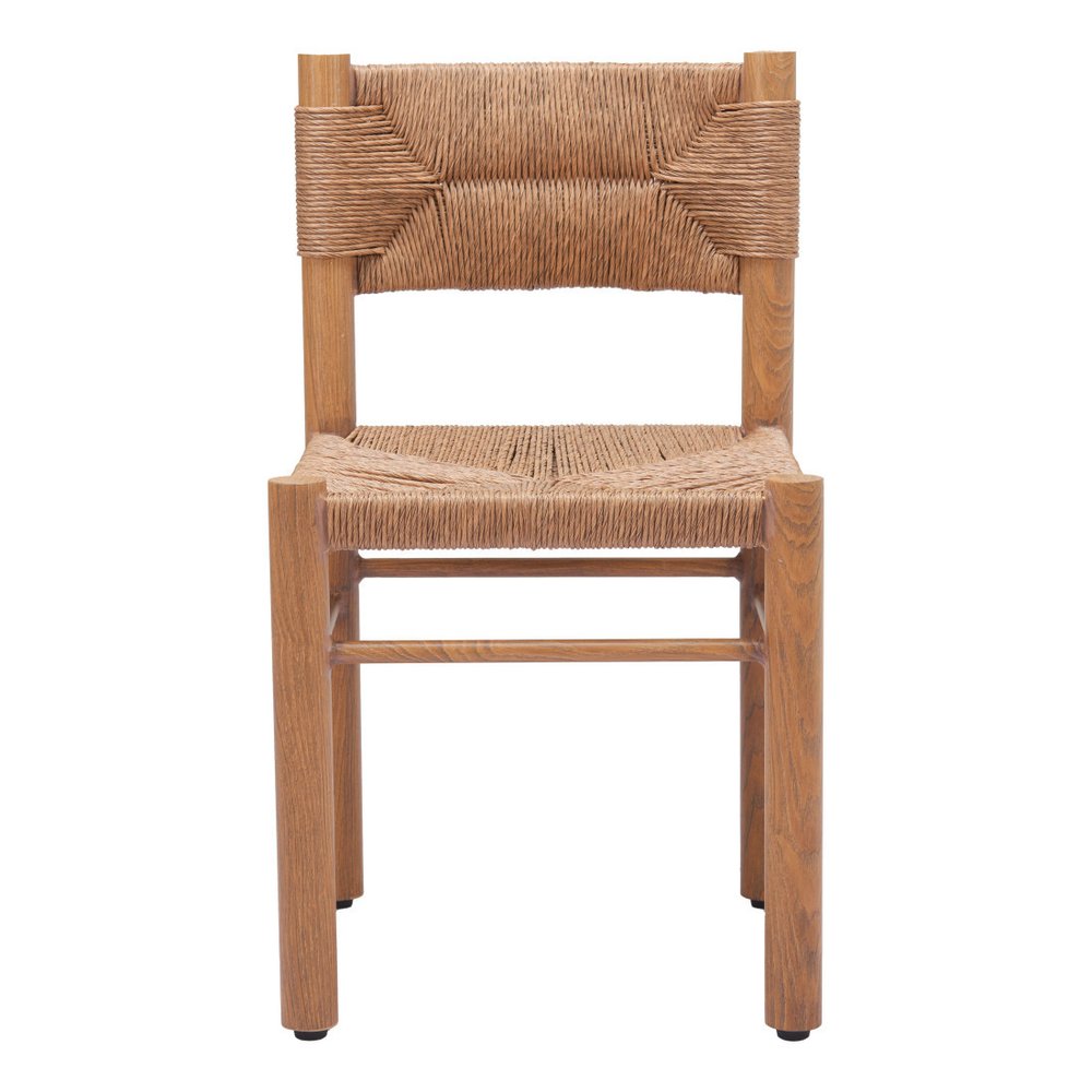 Set of Two Natural Aluminum Open Back Dining Side Chairs
