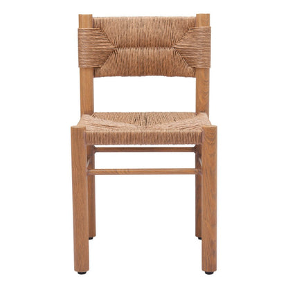 Set of Two Natural Aluminum Open Back Dining Side Chairs