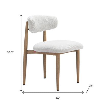 White and Brown Olefin Curved Back Dining Side Chair