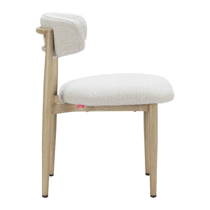 White and Brown Olefin Curved Back Dining Side Chair