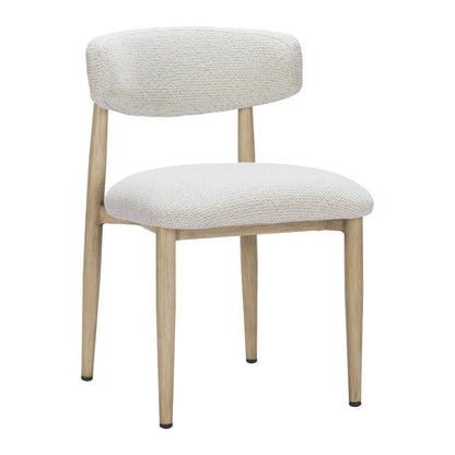 White and Brown Olefin Curved Back Dining Side Chair