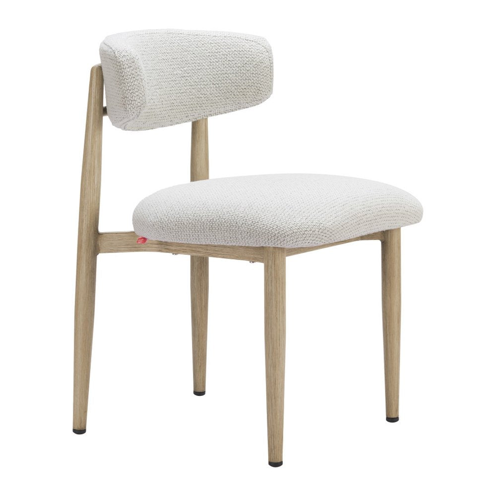 White and Brown Olefin Curved Back Dining Side Chair