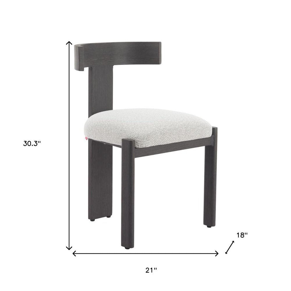 Beige and Black Olefin Open Back Dining Side Chair