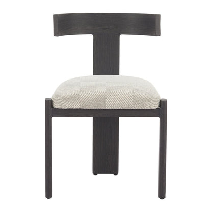 Beige and Black Olefin Open Back Dining Side Chair