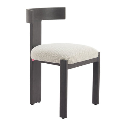 Beige and Black Olefin Open Back Dining Side Chair