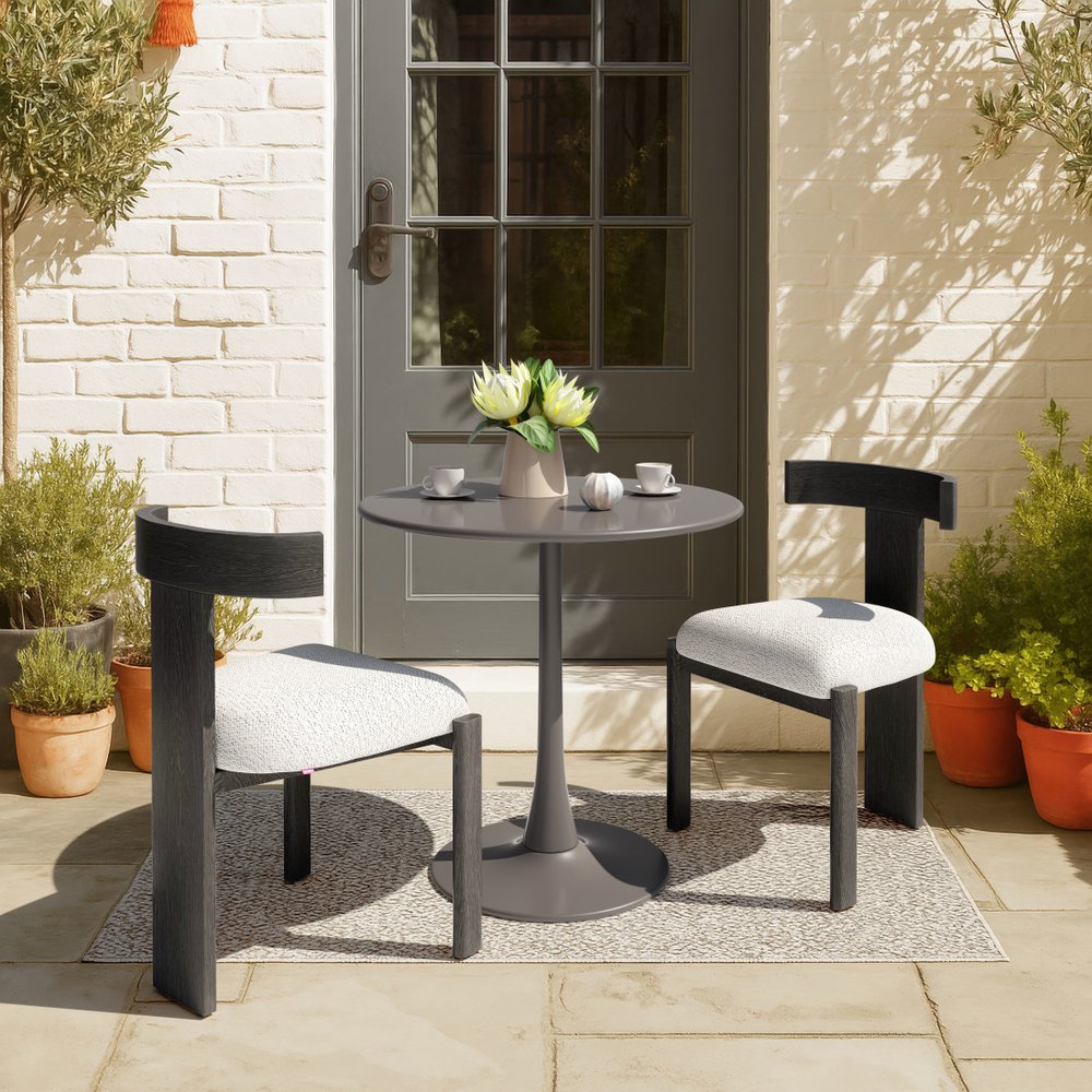 Beige and Black Olefin Open Back Dining Side Chair