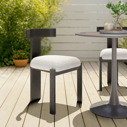 Beige and Black Olefin Open Back Dining Side Chair
