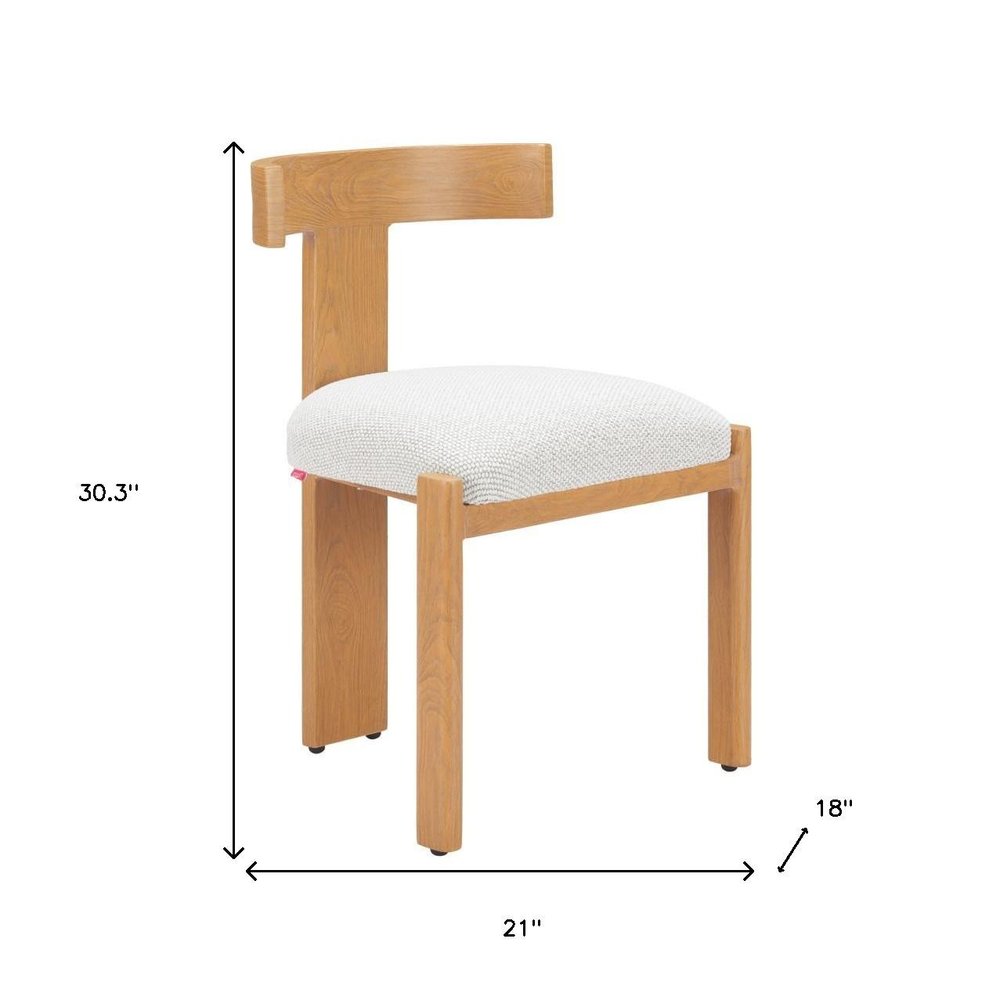 Beige and Natural Olefin Open Back Dining Side Chair