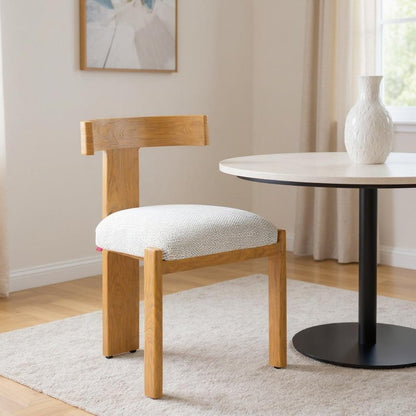 Beige and Natural Olefin Open Back Dining Side Chair