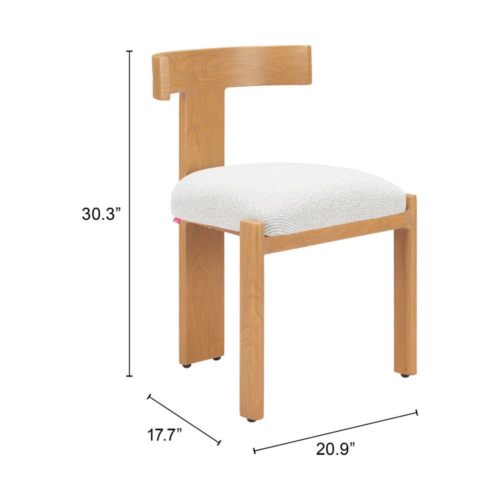 Beige and Natural Olefin Open Back Dining Side Chair