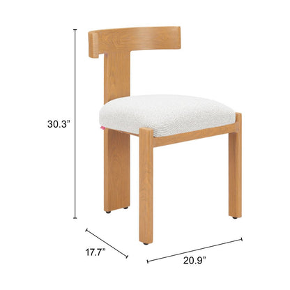 Beige and Natural Olefin Open Back Dining Side Chair