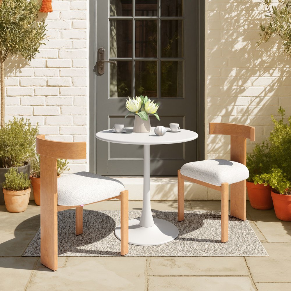 Beige and Natural Olefin Open Back Dining Side Chair