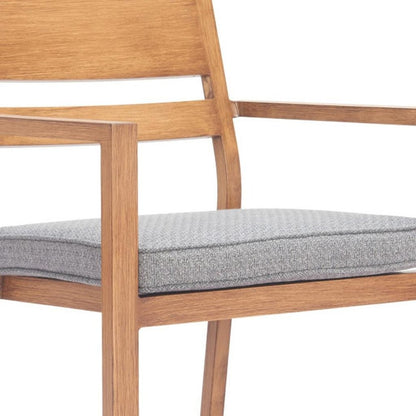 Set of Two Natural Slipcovered Slat Back Dining Arm Chairs