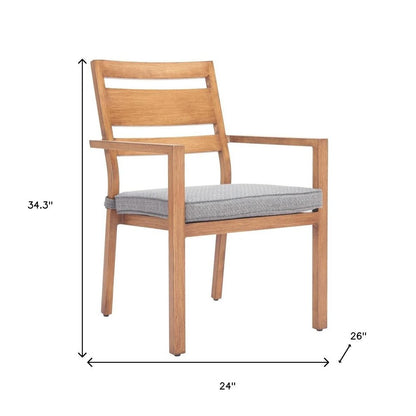 Set of Two Natural Slipcovered Slat Back Dining Arm Chairs