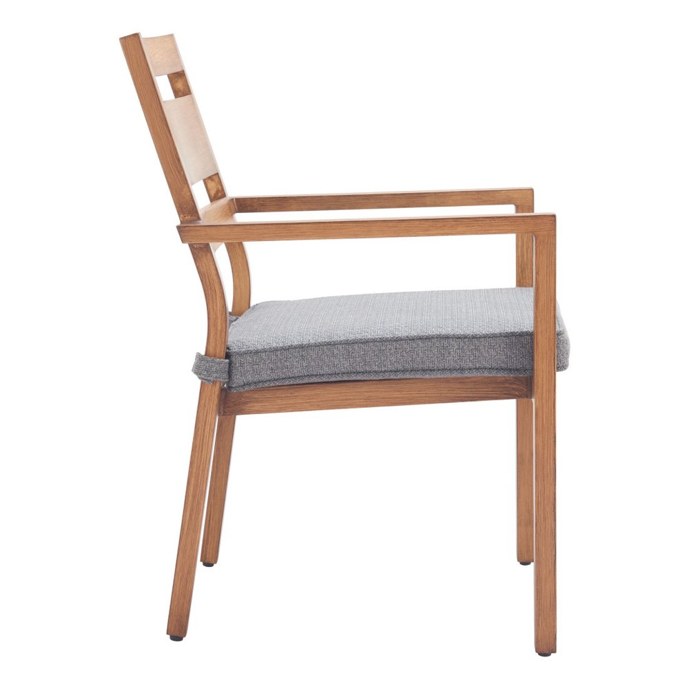 Set of Two Natural Slipcovered Slat Back Dining Arm Chairs