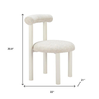 Beige and White Open Back Dining Side Chair