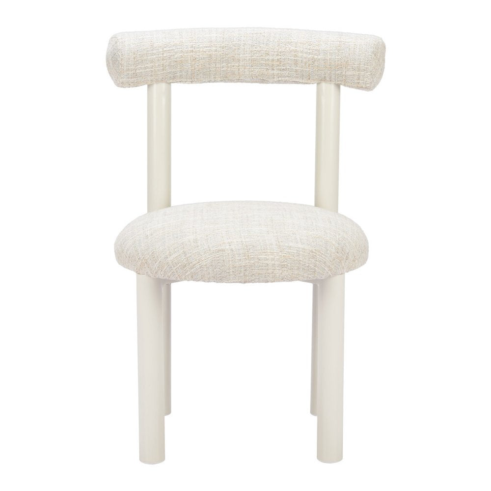 Beige and White Open Back Dining Side Chair