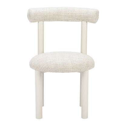 Beige and White Open Back Dining Side Chair