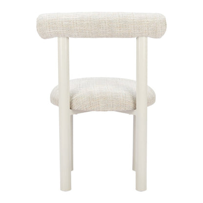 Beige and White Open Back Dining Side Chair