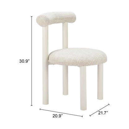 Beige and White Open Back Dining Side Chair