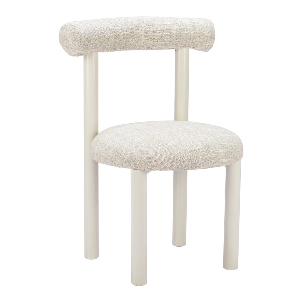 Beige and White Open Back Dining Side Chair