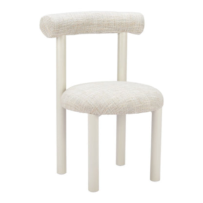 Beige and White Open Back Dining Side Chair