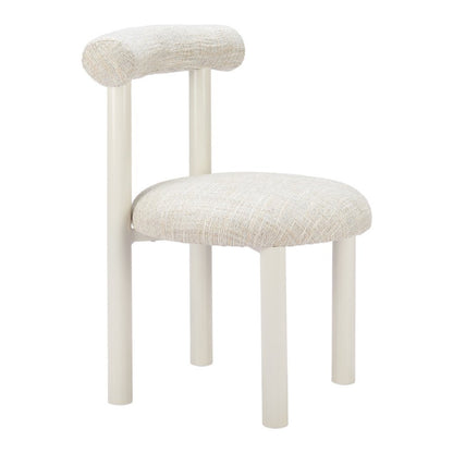 Beige and White Open Back Dining Side Chair