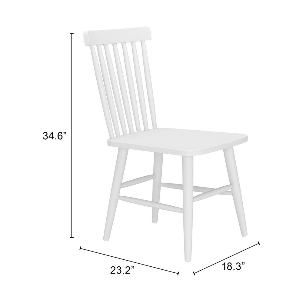 Set of Two White Aluminum Slat Back Dining Side Chairs