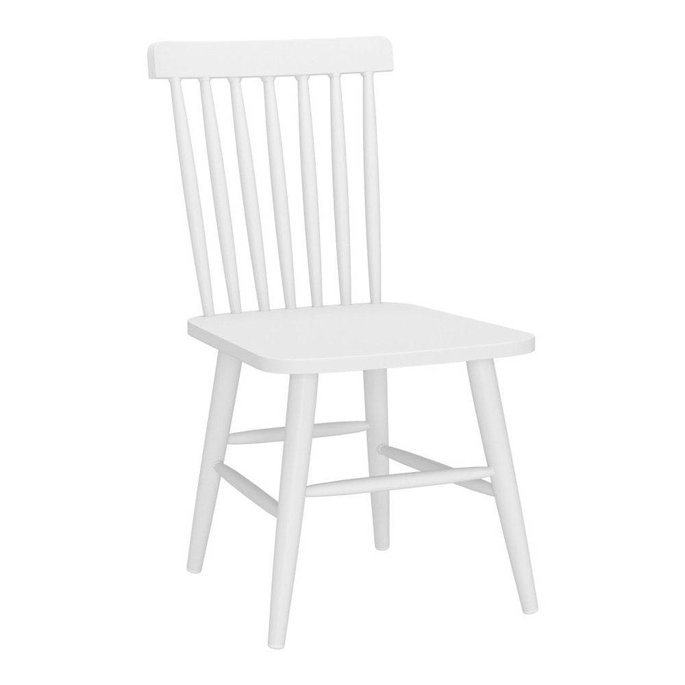 Set of Two White Aluminum Slat Back Dining Side Chairs