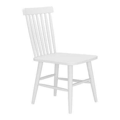Set of Two White Aluminum Slat Back Dining Side Chairs