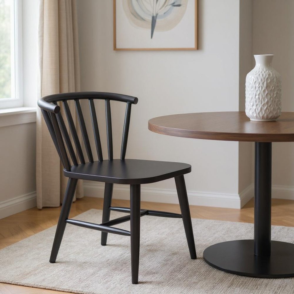 Black Aluminum Slat Back Dining Side Chair