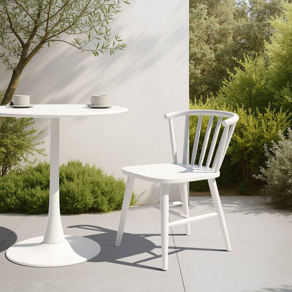 White Aluminum Slat Back Dining Side Chair