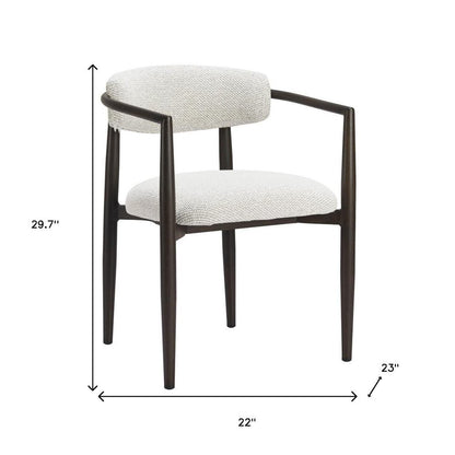 White and Black Open Back Dining Arm Chair