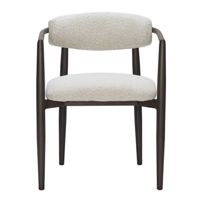 White and Black Open Back Dining Arm Chair