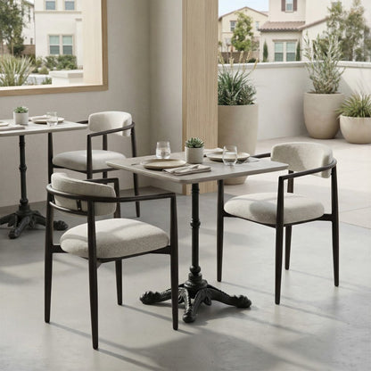 White and Black Open Back Dining Arm Chair