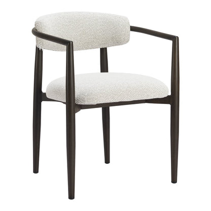 White and Black Open Back Dining Arm Chair