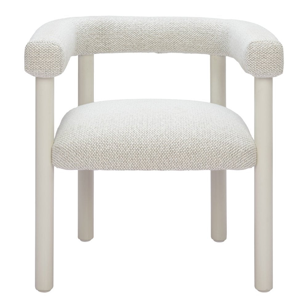 Set of Two White Open Back Dining Arm Chairs