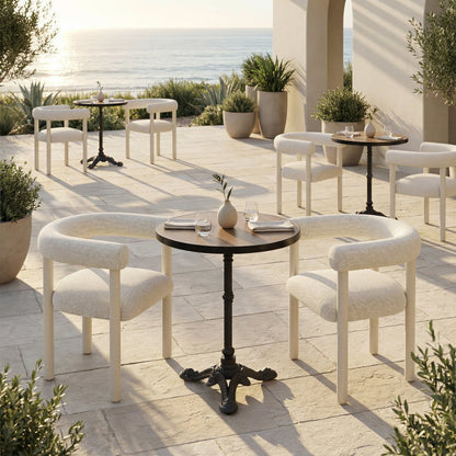 Set of Two White Open Back Dining Arm Chairs