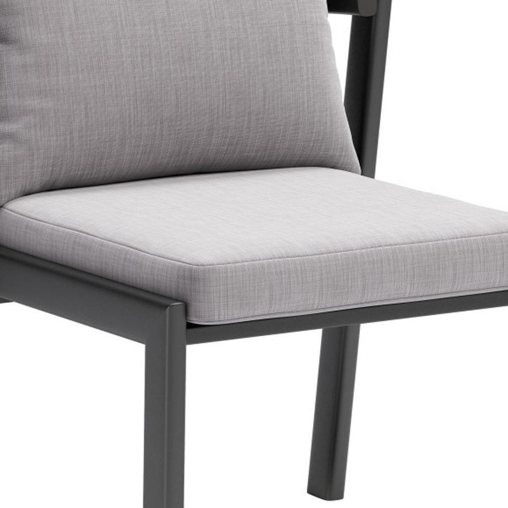 Set of Two Gray and Black Slipcovered Dining Side Chairs